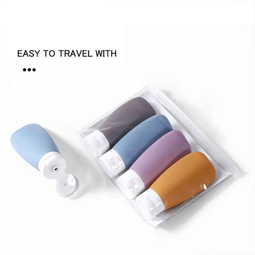 4 Piece PE Material Travel Toiletry Bottle Set