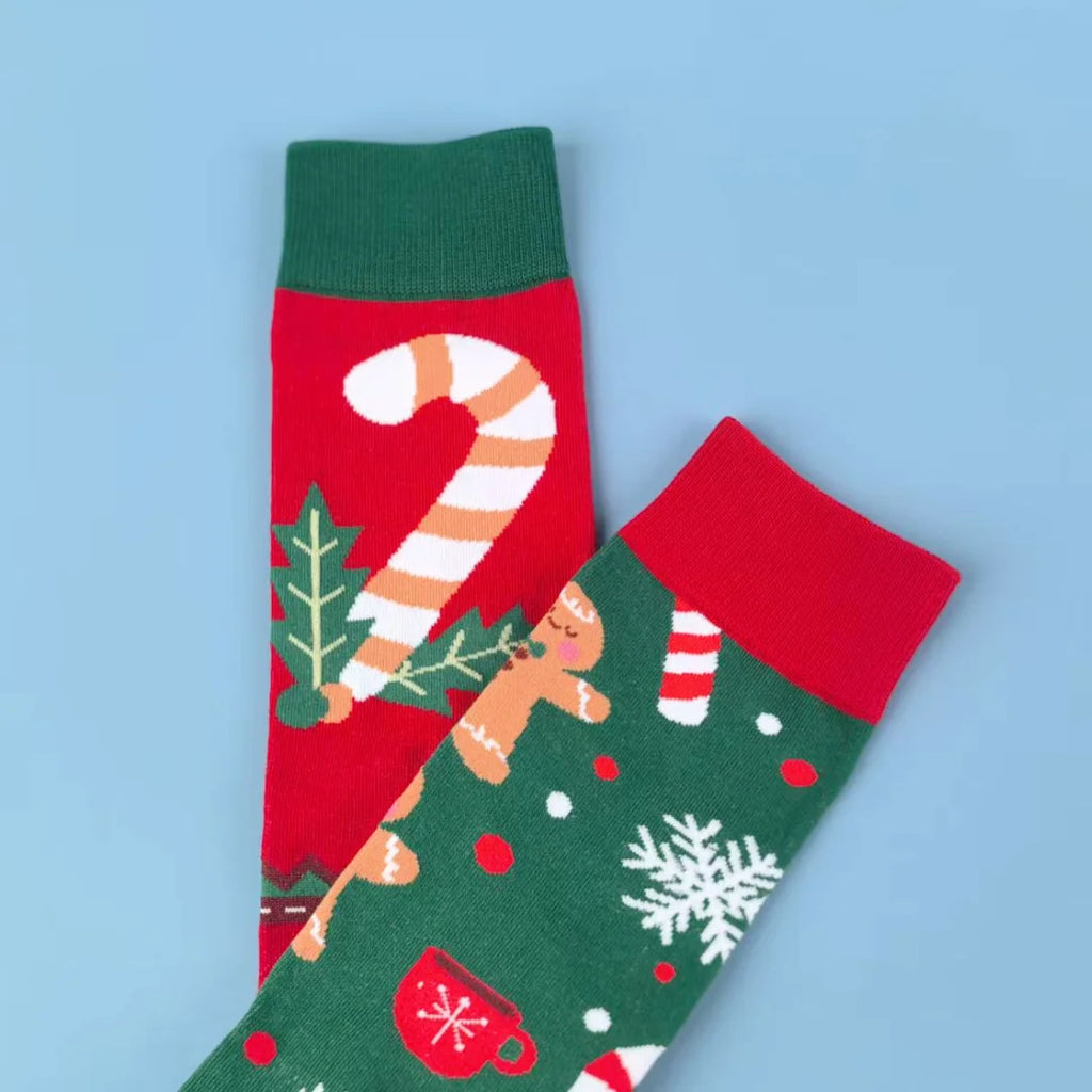 Cotton Blend Christmas Pattern Socks for Women