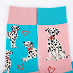 Cotton Blend Spotted Dog Print Mid Tube Socks