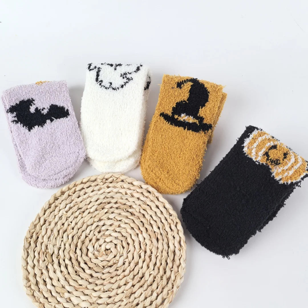 Halloween Pattern Coral Velvet Floor Socks Women Casual Knit - 2