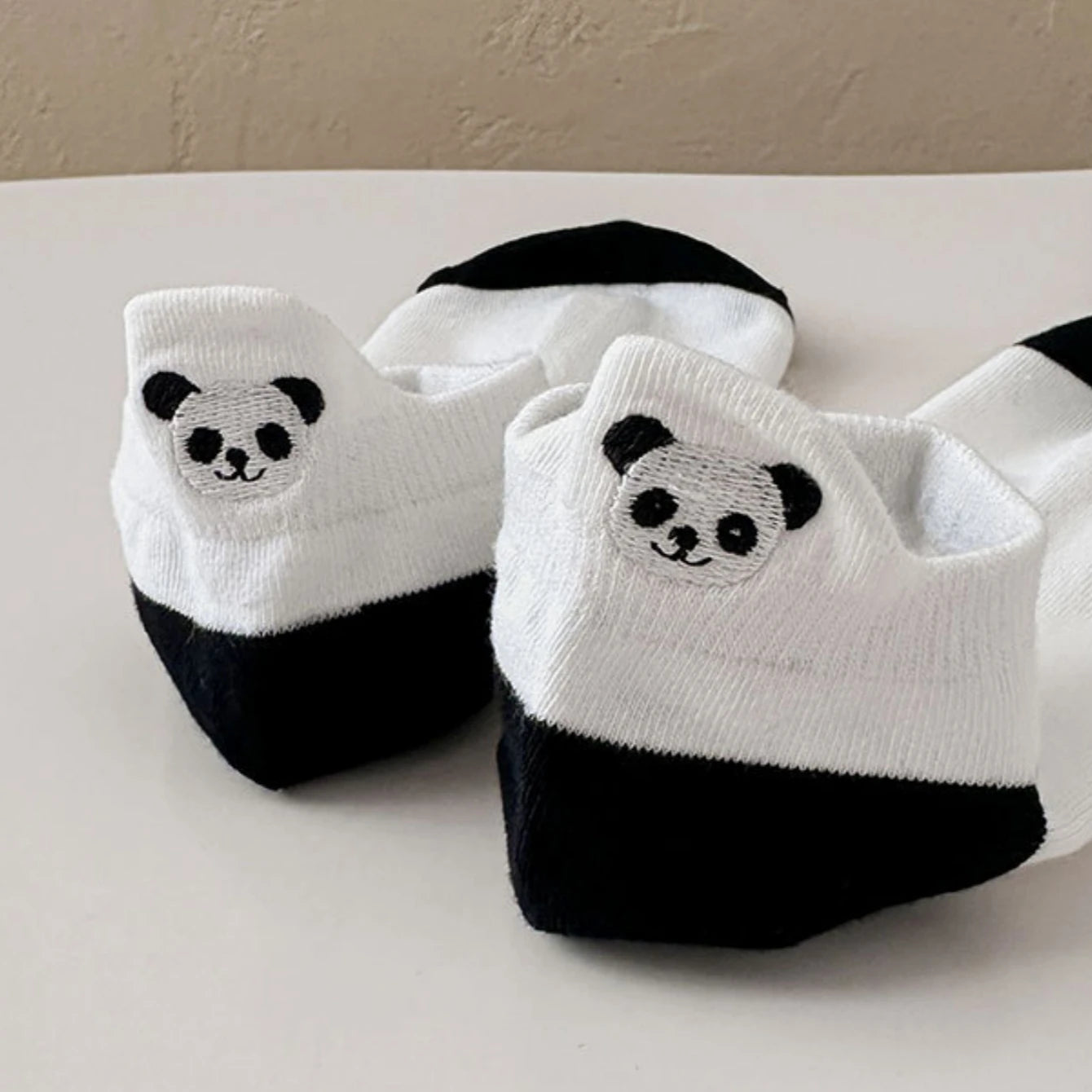 Polyester Elastane Low Cut Panda Embroidered Socks - 3
