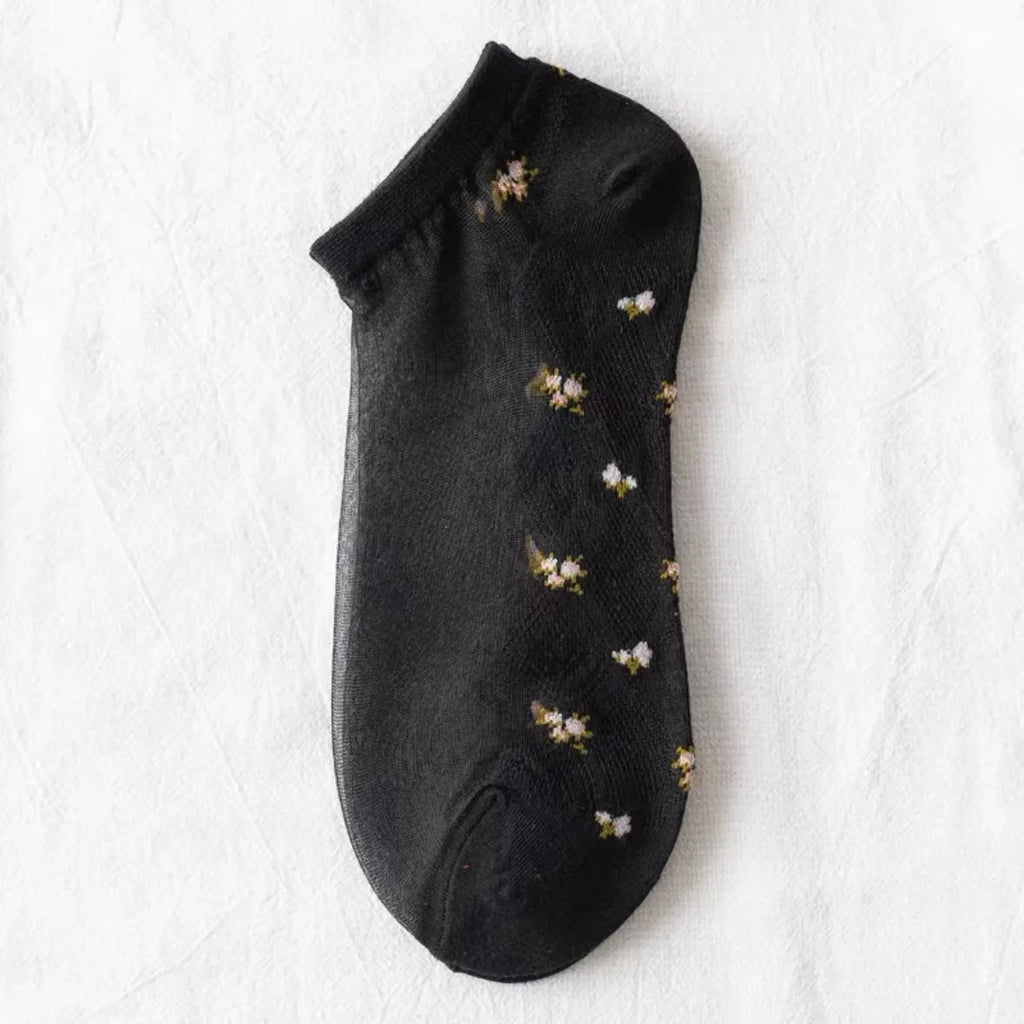 Polyester Elastane Floral Ankle Socks