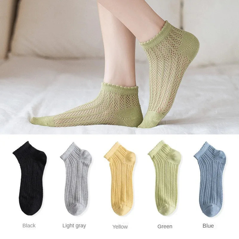 Cotton Polyester Mesh Ankle Socks for Women - 1