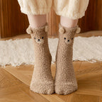 Polyester Blend Bear Cartoon Pattern Mid Tube Casual Socks