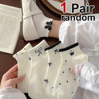 Polyester Elastane Blend Butterfly Print Women Casual Socks