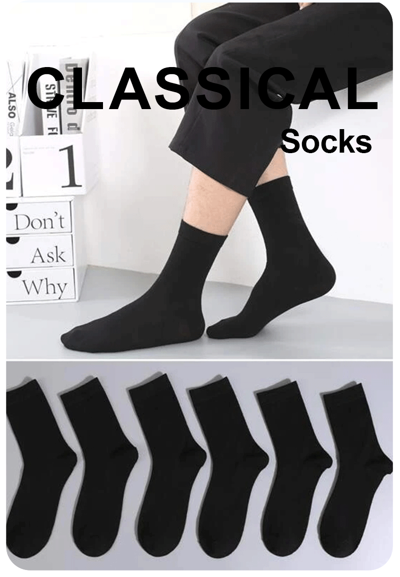 6 Pairs Polyester Spandex Mens Crew Socks