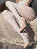 Floral Nylon Patterned Tights for Women