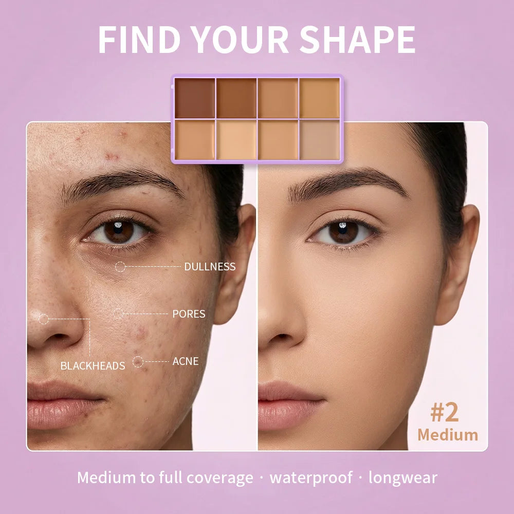 8 Color Cream Concealer and Contour Makeup Palette