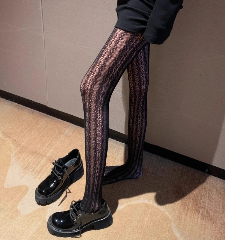 Geometric Pattern Nylon Lace Pantyhose Tights
