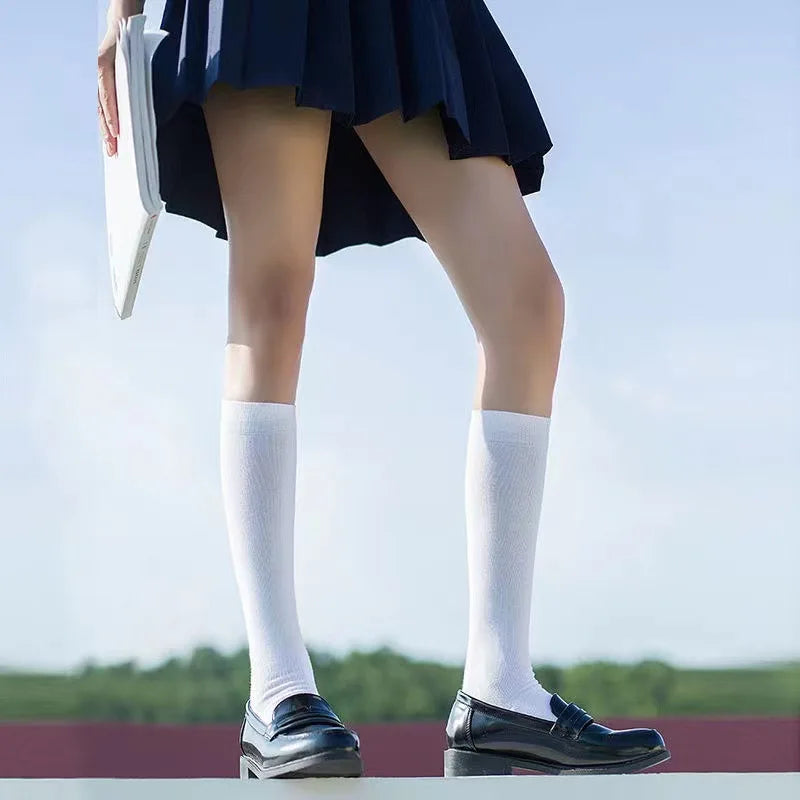 Nylon Polyester Knee High Stockings Solid Color - 12