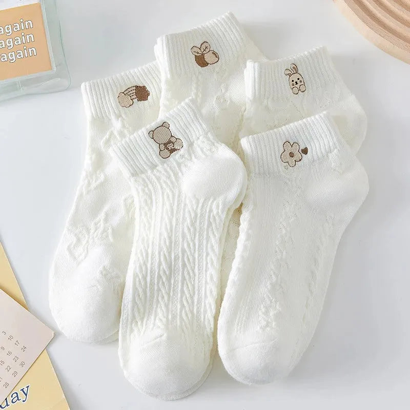 Polyester Elastane Cartoon Print Low Tube Casual Ankle Socks