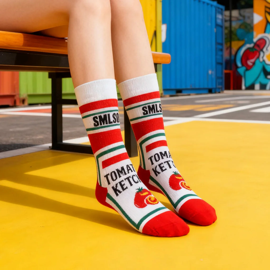 Cotton Blend Tomato Print Unisex Mid Tube Socks