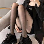 Polyester Polka Dot Tights Skin Effect Thermal Stockings