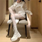 Floral Pattern Polyester Elastane Mesh Tights