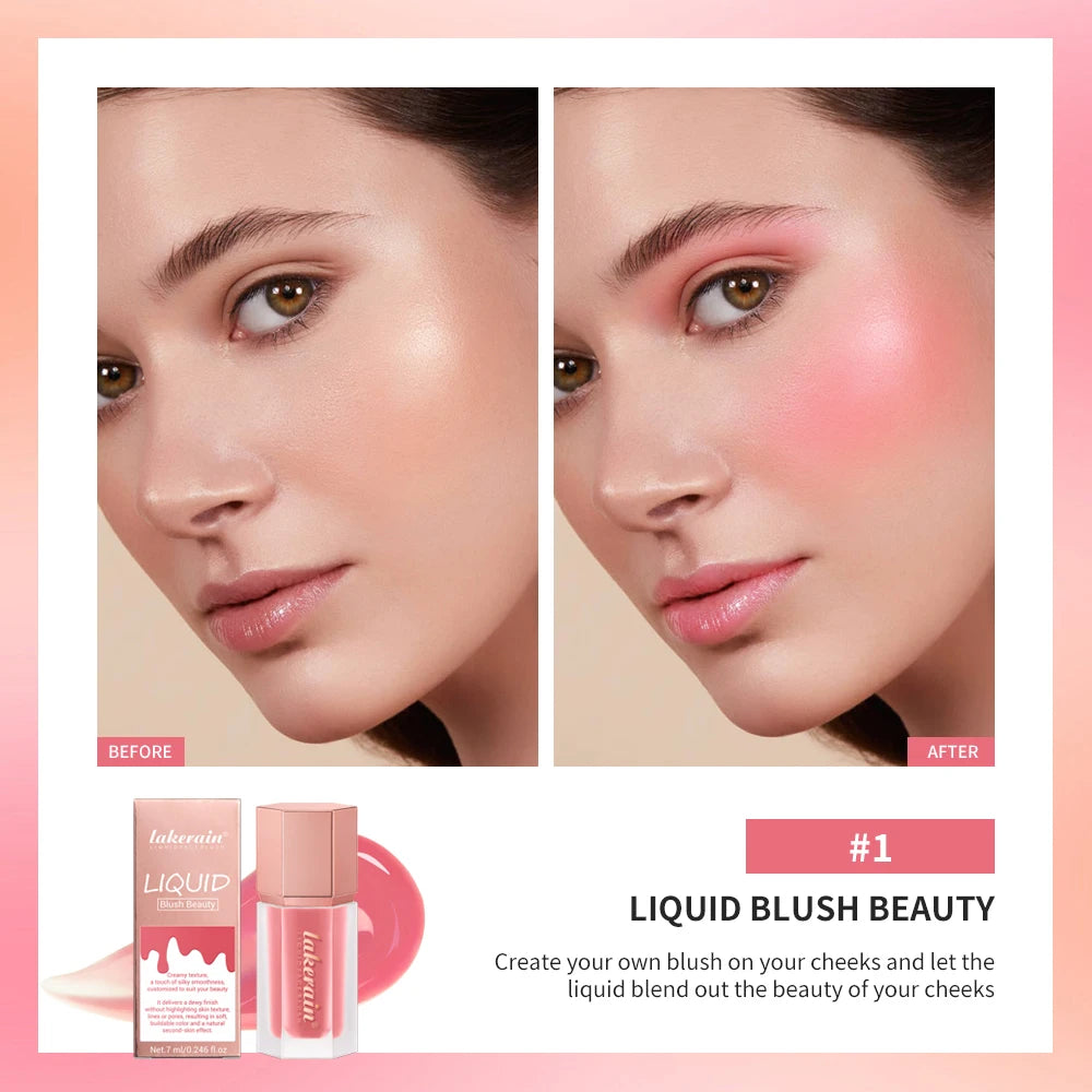 Waterproof Velvet Matte Liquid Blush with Mushroom Applicator