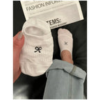 Cotton Polyester Invisible No Show Bow Socks