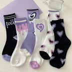 Polyester Elastane Heart Print Mid Tube Socks