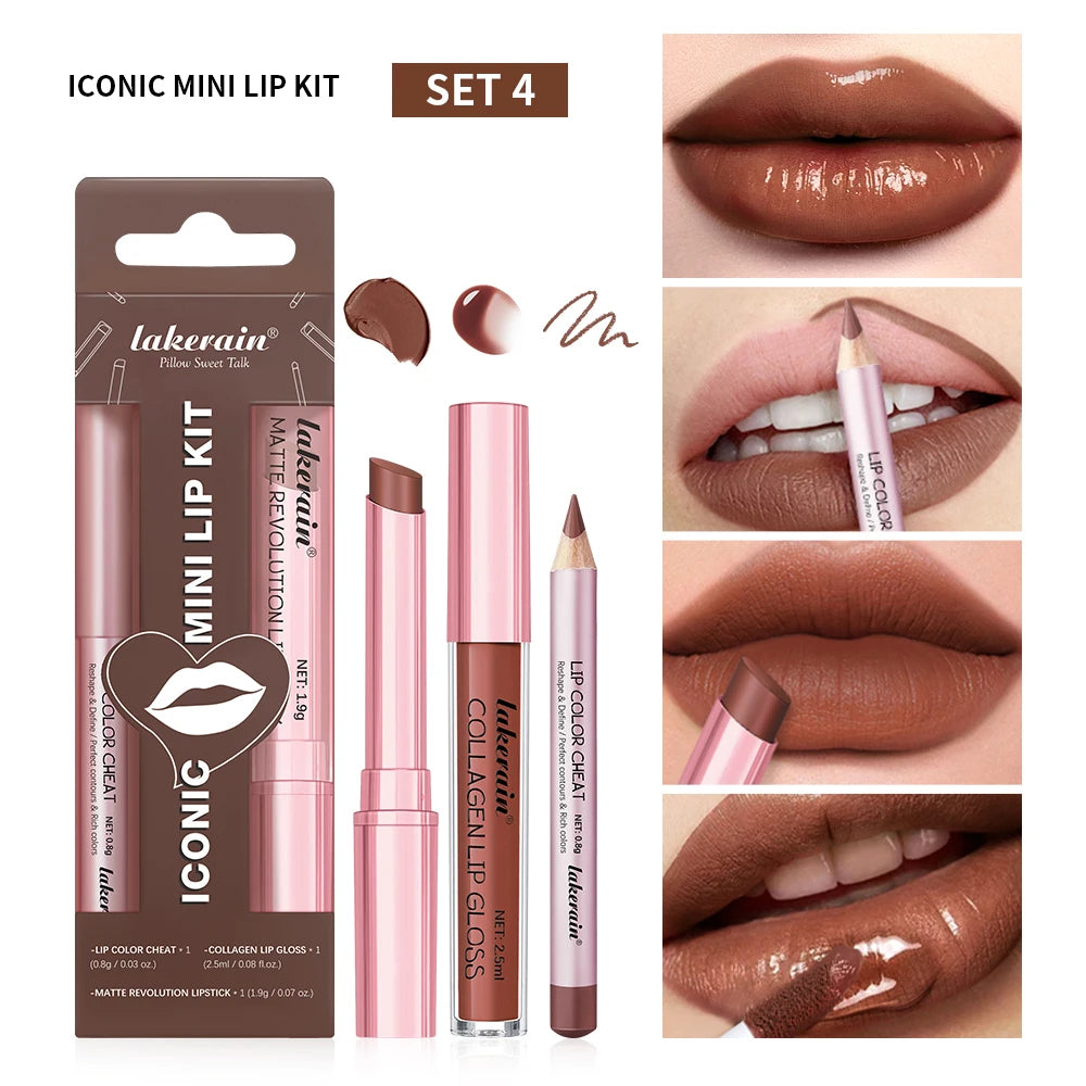 Matte Lipstick and Lip Liner Makeup Set