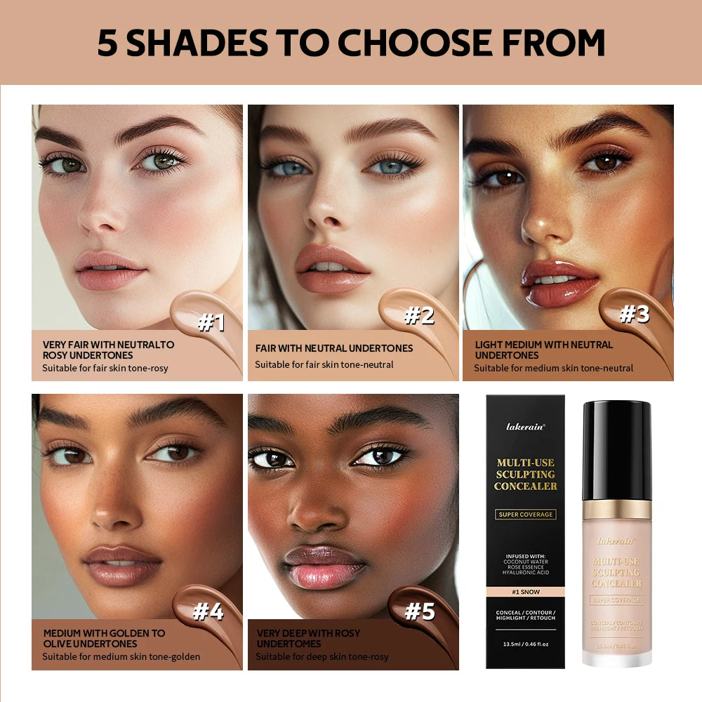 5 Color Liquid Face Concealer Waterproof Oil Control Foundation - 1