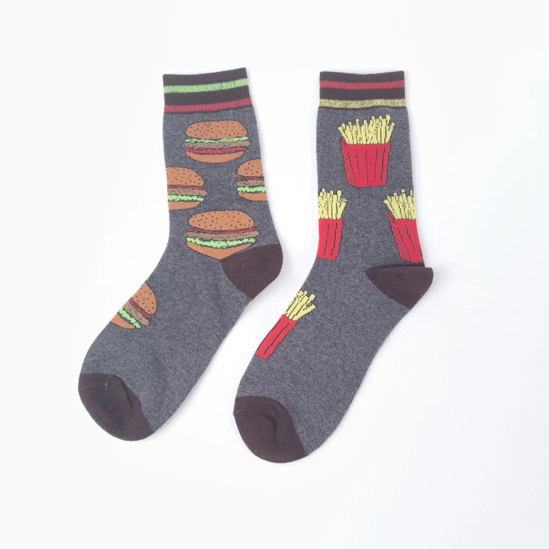 Cotton Blend Novelty Food Print Mid Calf Unisex Socks - 21