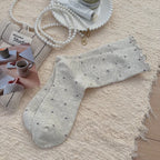 Polyester Spandex Polka Dot Mid Tube Casual Socks