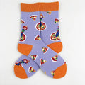 Cotton Blend Clown and Pizza Print Casual Mid Calf Socks