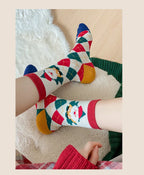 Cotton Christmas Mid Calf Socks for Women