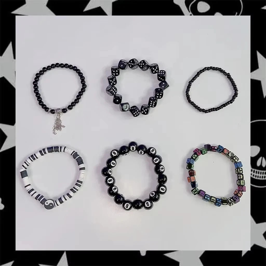 Plastic Beaded Elastic Bracelet Set For Women - 8