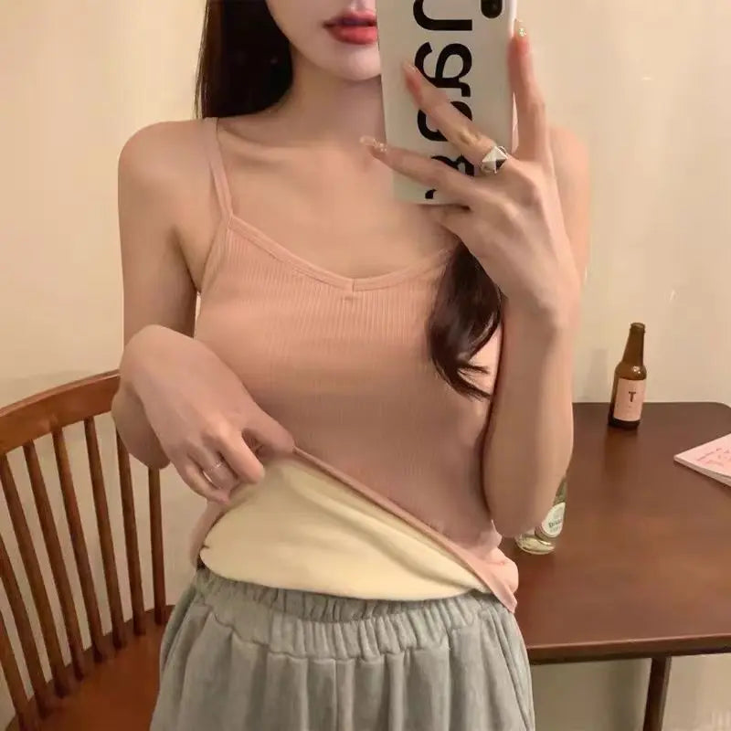Velvet Lined Sleeveless Thermal Tank Top