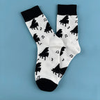 Cotton Blend Music Print Crew Socks