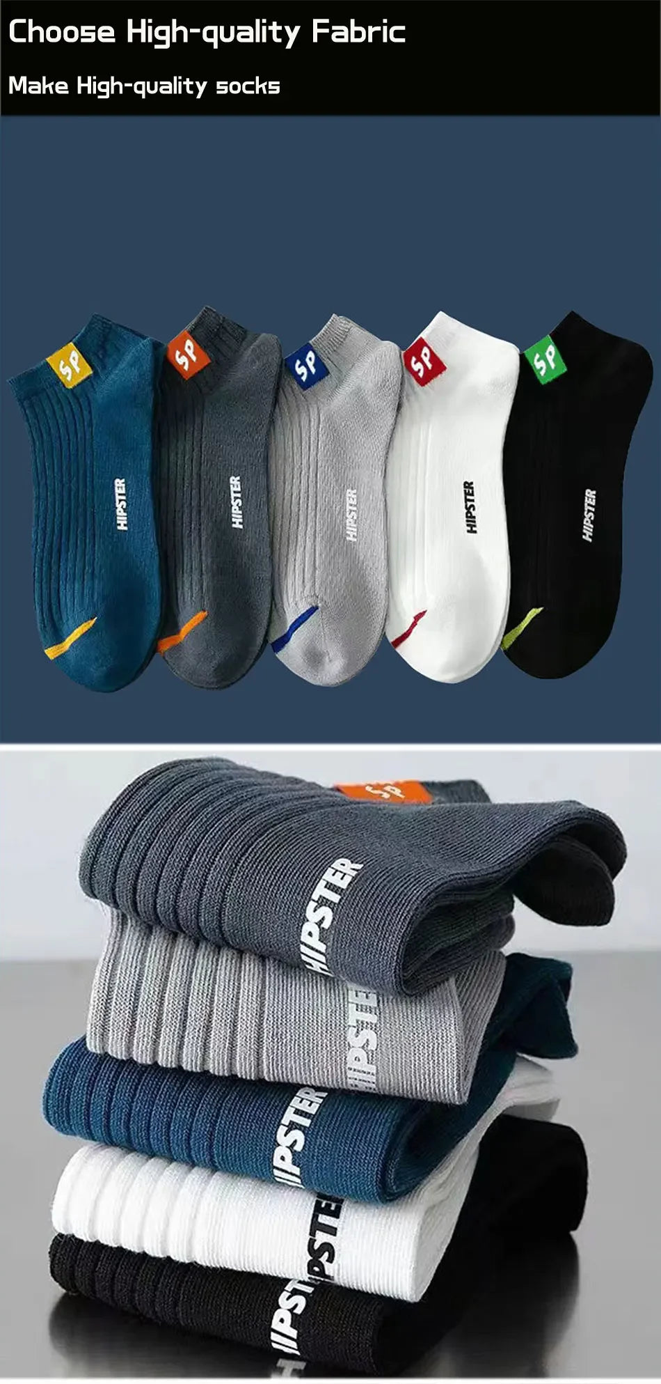 Mens Polyester Elastane Low Cut Ankle Socks 5 Pack