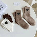 Polyester Elastane Heart Pattern Mid Tube Casual Socks
