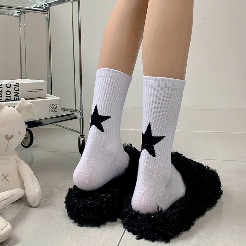 Cotton Star Pattern Mid Tube Socks