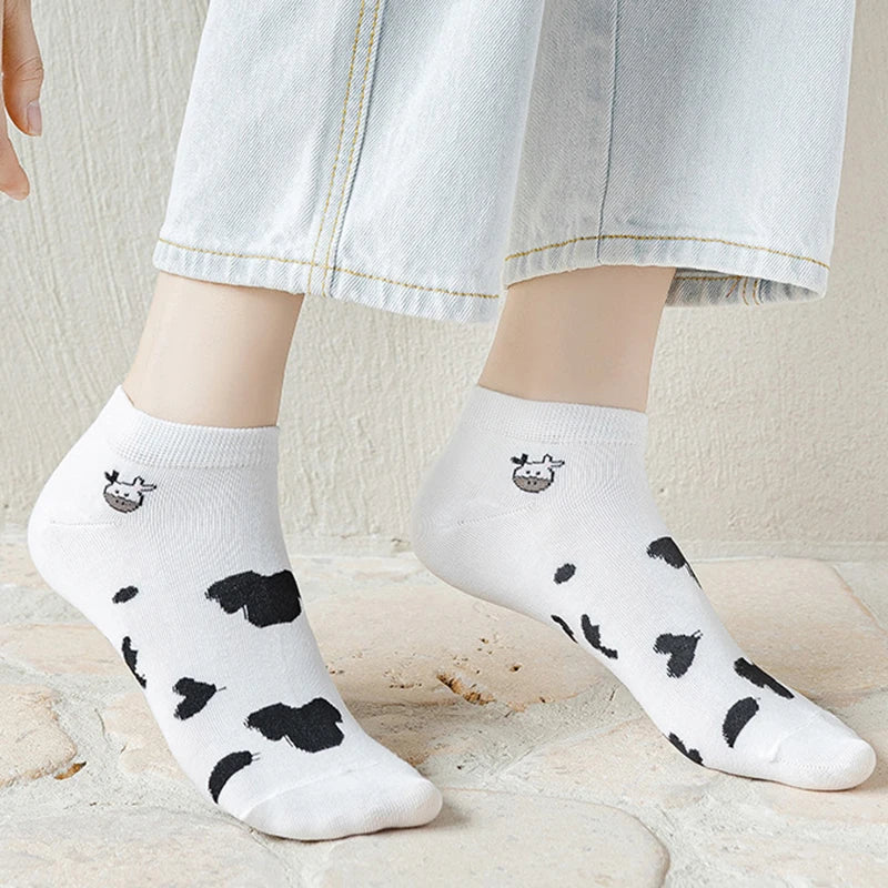 Polyester Elastane Cartoon Print Low Cut Casual Womens Socks
