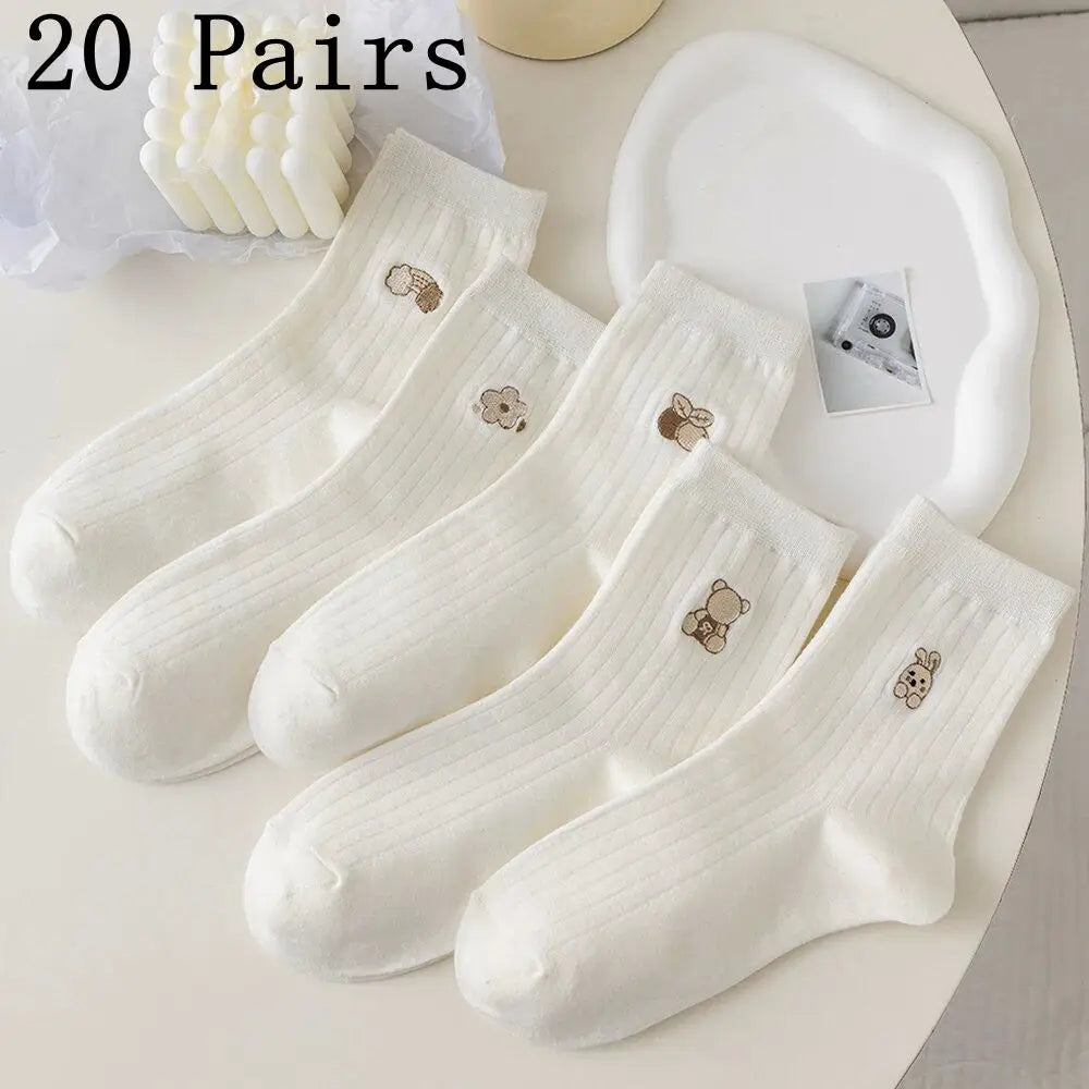 Polyester Blend Cartoon Expression Mid Tube Casual Socks