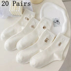 Polyester Blend Cartoon Expression Mid Tube Casual Socks