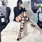 Nylon Fishnet Cutout Leggings For Women