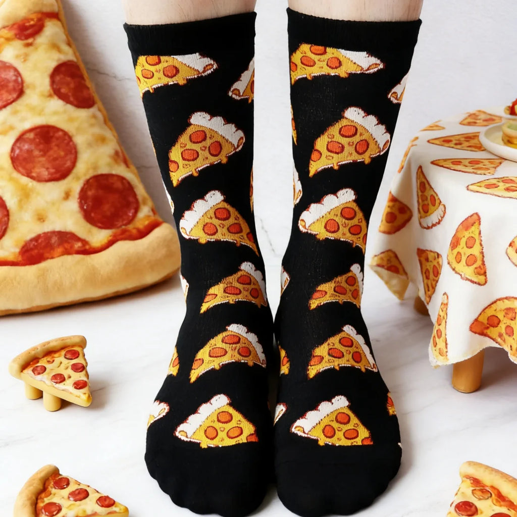 Unisex Pizza Printed Cotton Blend Casual Socks
