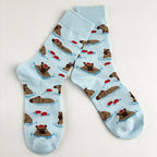 Cotton Blend Capybara Pattern Mid Calf Socks
