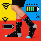 Polyester Elastane Tech Symbol Pattern Crew Socks