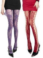 Floral Nylon Elastane Fishnet Crotchless Tights