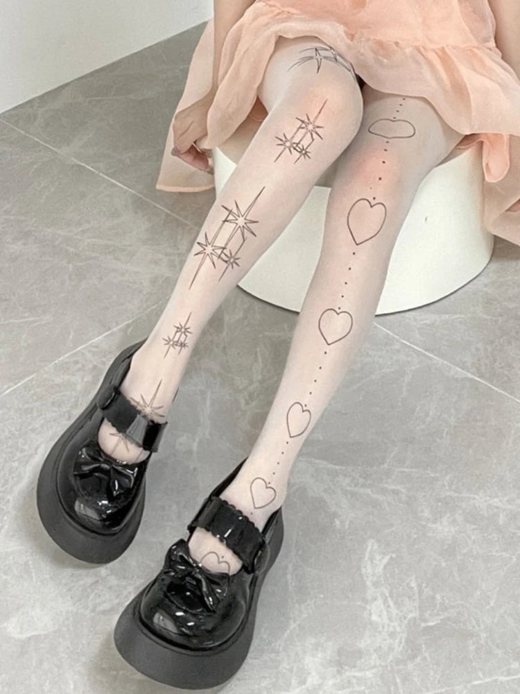 Nylon Patterned Sheer Tights Women - 5