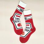Cotton Blend Ketchup Print Crew Socks