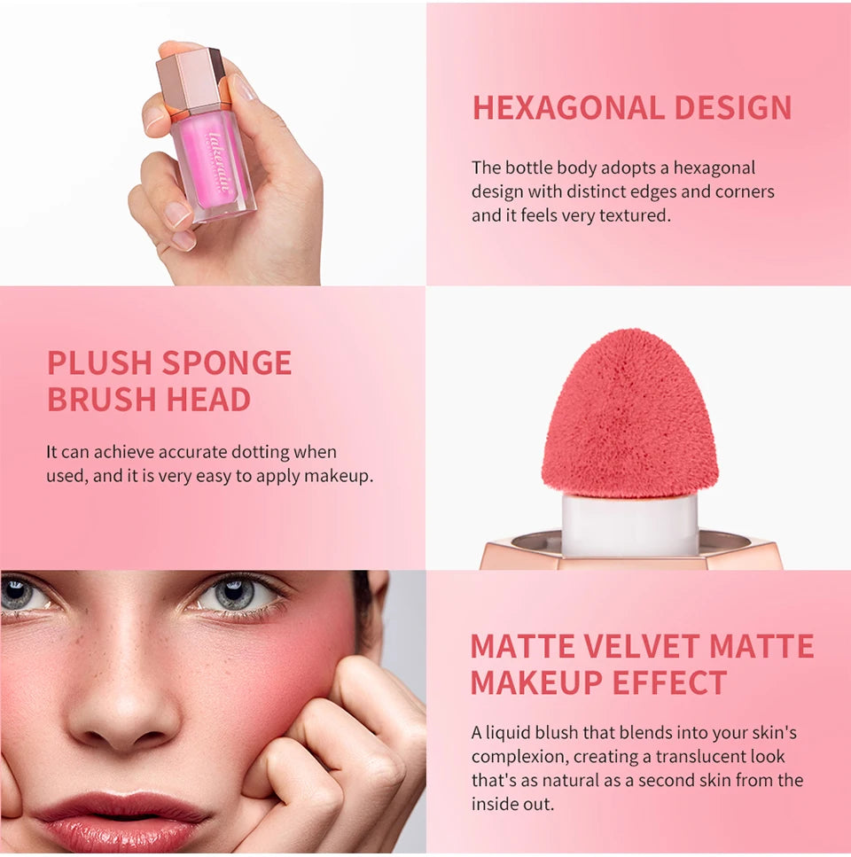 Waterproof Velvet Matte Liquid Blush with Mushroom Applicator - 8