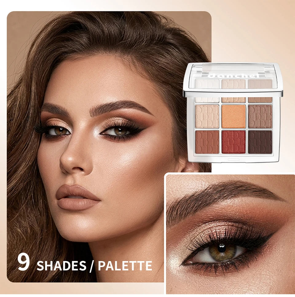 9 Shade Powder Eyeshadow Palette Matte And Glitter Makeup