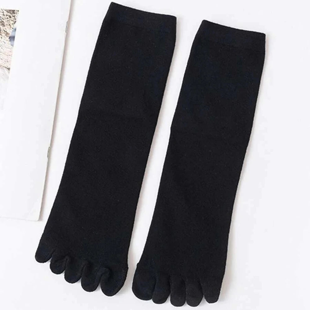 Polyester Elastane Five Finger Casual Crew Socks 4 Pairs - 5