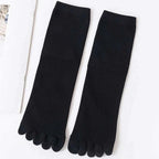 Polyester Elastane Five Finger Casual Crew Socks 4 Pairs