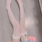 Heart Pattern Fishnet Over The Knee Stockings