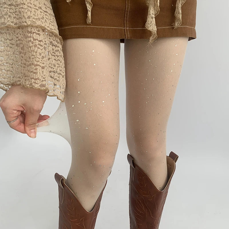 Polyester Elastane Sequin Sheer Pantyhose - 18