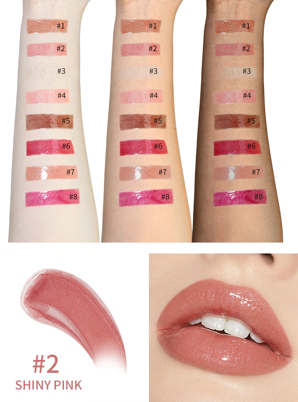Shimmering Moisturizing Liquid Lip Gloss Lip Tint - 12